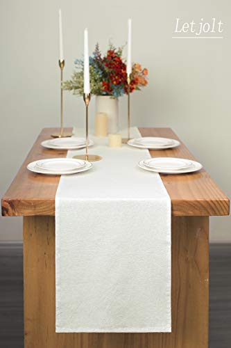 White Table Runner Rustic Table Runner 72 Inches Birthday Party Cotton Fabric Wedding Decor Baby Shower Home Kitchen #TOP1