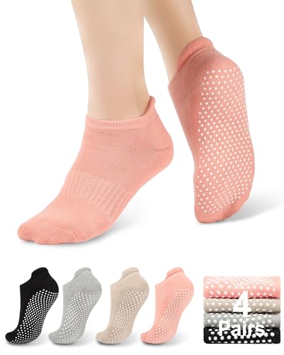 Image of Pilates Grip Socks, Yoga Socks with Grip for Women Men, Non slip skid Socks for Barre Workout Hospital