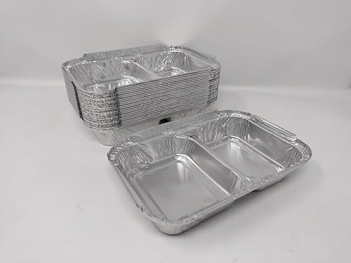 Plaque de cuisson rectangulaires en aluminium à 2 compartiments pour four rôtir BBQ x50
