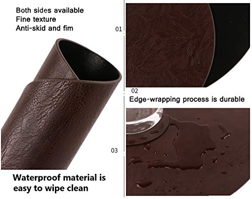 Embossed Pu Leather Placemats, Waterproof Coffee Coasters, Kitchen Table Mats, Easy To Wipe Off For Dining Round Table #TOP5