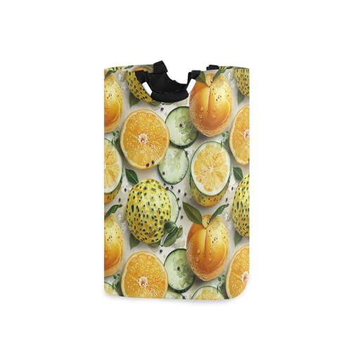 Sketch Fruit Tangerine Cesti colorati per biancheria, pieghevole e impermeabile con robuste vasche con manico set decorativo per ufficio maglione colapsable