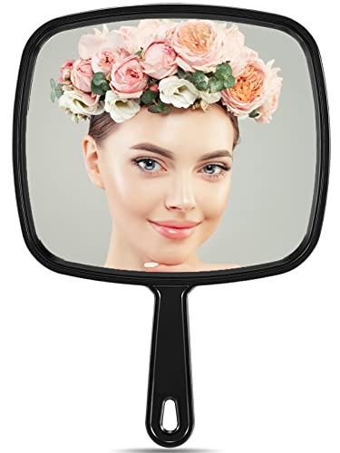 MIRRORNOVA Hand Mirror, Extra Large Barber Hairdressing Handheld Mirror with Handle for Salon, Square