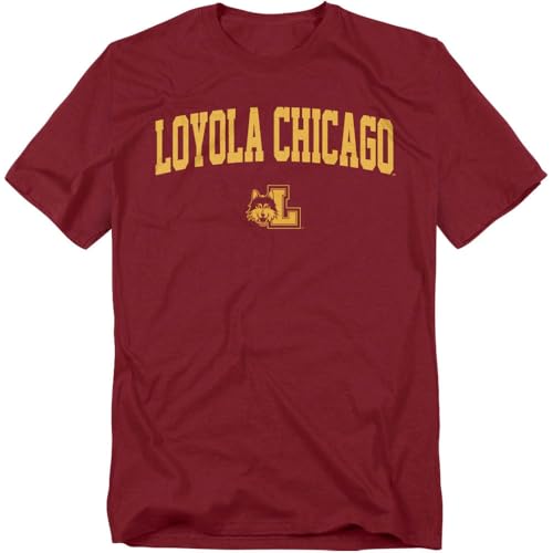 LOGOVISION Loyola University Chicago One Color Arched Unisex Adult T Shirt, Maroon, X-Large
