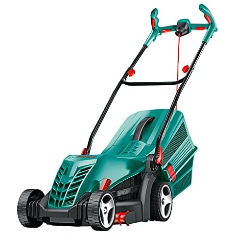 Bosch Rotak 36 R Electric Lawnmower with Grass Combs Cover