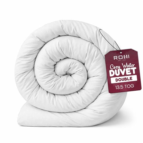 Rohi Anti Allergy Double Duvet 13.5 tog Winter Duvets – Soft & Breathable Luxurious Hollowfibre Quilt with Corvin Cover – Heavyweight Double Bed Duvet (Autumn)