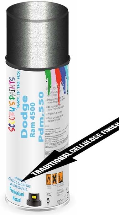 Aerosol Spray Paint Compatible with Dodge Ram 4500 Pdm,5500Cab Mineral Grey Metallic Available in Direct Gloss, Cellulose or Basecoat (Cellulose Aerosol)