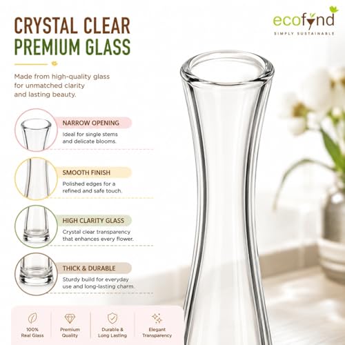 Image of ecofynd Glass Vase for Flowers Plants, Modern Decorative Vase for Home Decor Center Table, Bedroom, Living Room, Office Decoration, Wedding or Gifts, Luster Glass Vase, (GVASE016)