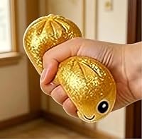 Glitzernde Squishies-Figur in Form eines gedämpften Brötchens, realistische Knotenoptik, Dekoration für den Innenbereich, Schreibtisch, Dekoration für Zuhause und Büro (Gold) – Ansicht 3