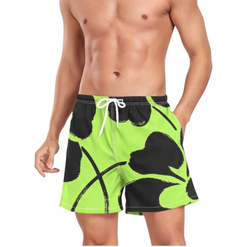 Traje de baño de hombre para playa y piscina con flores verdes llamativas 4