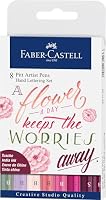 Faber-Castell Creative Pitt Artist Pens, Hand Lettering, Pink Assorted Nibs – Pack of 8, (54-267124) (FC267124AZ)