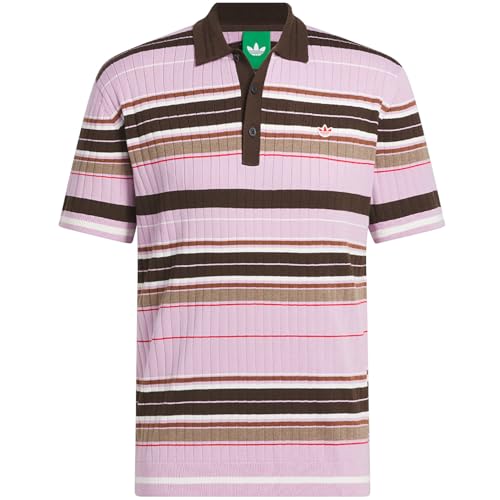 adidas Men's Originals Knit Polo - Bliss Lilac/Dark Brown XL