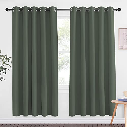 NICETOWN Blackout Doorway Curtain Drape 72 inch Length - Grommet Noise Reducing Thermal Insulated Solid Modern Window Treatments for Bedroom/Porch (1 Panel, Dark Mallard, 66 x 72 Inch,)