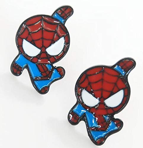 Lovely Cartoon Spider Man With Charm Section Web Brass Necklace Cool Jewelry For Women Girls (Earring) #TOP5