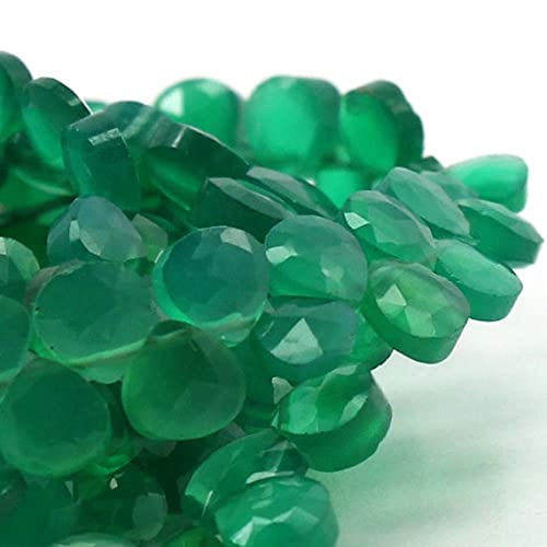 Onyx vert perles coeurs facettées sans défauts pour réussir vos bijoux fins
