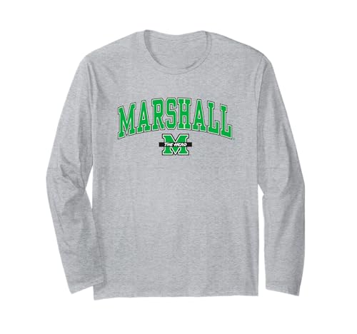 Marshall Thundering Herd Arch Over Heather Gray Long Sleeve T-Shirt