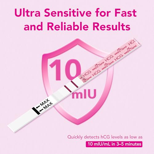 Image of Easy@Home Pregnancy Test Strips Kit, 5 Pack Early Detection hCG Tests - Powered by Premom Ovulation Predictor iOS and Android APP