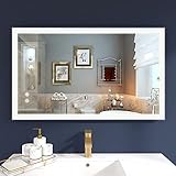 VENETIO 40 x 24 Inch LED Bathroom Mirror with Touch Dimmable Design and Smart Anti Fog Function, Large Modern Wall Mounted Light Up Makeup Vanity Mirror - Horizontal or Vertical Hanging, Rectangle V1