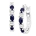 2 1/10 ct Natural Sapphire Hoop Earrings with Diamonds in Platinum over Brass, .875"