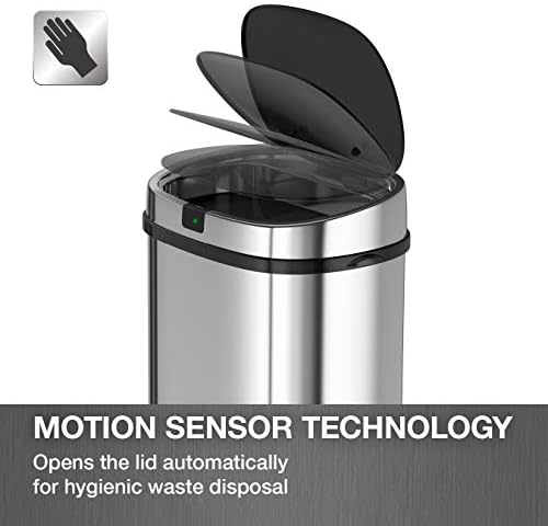 Morphy Richards Chroma 971504 Square Sensor Bin with Motion Sensing Technology and 3 Lemon Scented Bin Liners, Stainless Steel, 42 L