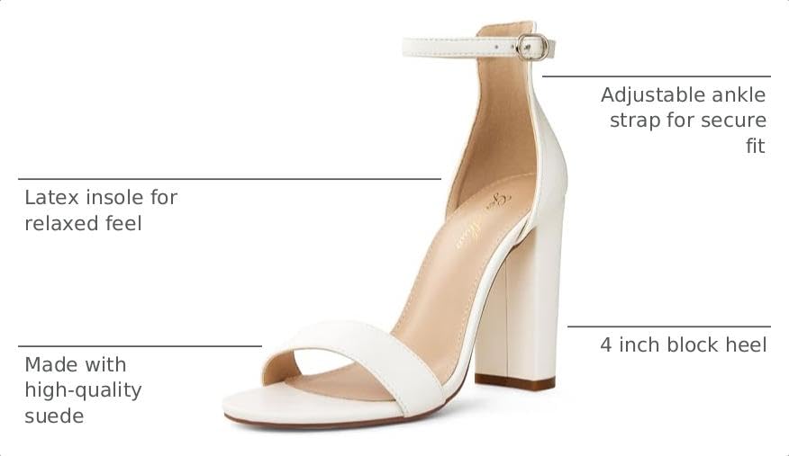 Image of GENSHUO Women's 4-inch Chunky High Heel Sandals with Ankle Strap,Party Wedding Bridal Shoes