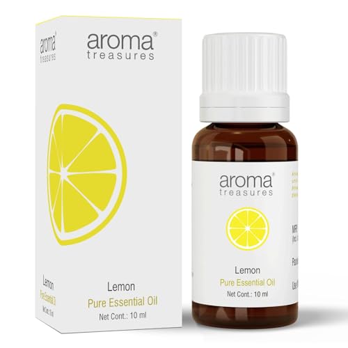 Image of Aroma Treasures Lemon Essential Oil | 100% Pure & Natural Theraputic Essential oil for healthy Skin, body, Aromatherapy - 10ml