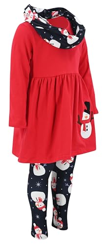 Image of Unique Baby Girls Kids Toddler 3pc Outfit Set Long Sleeve Cotton Blend Tunic Top Leggings and Scarf