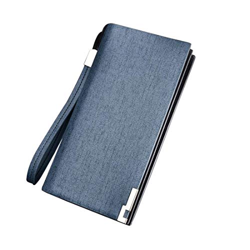 Preisvergleich Produktbild BAACHANG Herren Brieftasche Zip Around Long Wallet Schwarz mit Multi-Kreditkartensteckplätze Wristlet Wallet (Farbe : Blau)