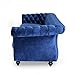 Great Deal Furniture GDFStudio Chesterfield Tufted Jewel Toned Velvet Sofa with Scroll Arms, Navy Blue