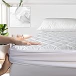 Extra Deep Quilted Mattress Protector - 100% Cotton Mattress Pad Bed Topper Cover Anti Allergic Breathable Sheets Single Double King SuperKing 4FT Size (King) White