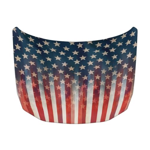 Image of Vintage American Flag Print Car Hood Cover Stretchable Car Bonnet Banner Polyester Can be Washed Engine Cover Protective Vehicles Decorate Accessories