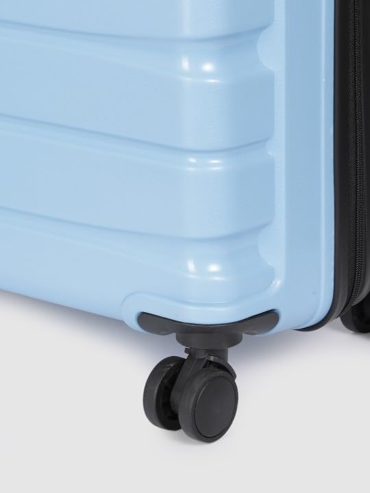 Image of Teakwood Small-Medium Cabin Size 8 Wheels Trolley Bag, Hard Cabin with Zipper Closure, Adjustable Push Button & Cross Side Strap, TSA Lock System 360 Degree (Set of 2, Powder Blue)