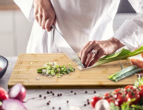 Dobadn Bamboo Cutting Board Set For Kitchen,（Set Of 3）Chopping Boards With Juice Groove,Natural Wood Cutting Boards With Stainless Steel Holder,Cutting Board Set For Butcher Block,Cheese,Vegetables #TOP7