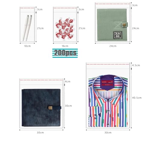 200 Stück OPP Tütchen 24x16cm Selbstklebend Plastiktüten Transparente Zellophanbeutel Cellophantüten Selbstklebend Flachbeutel Klebeverschluss