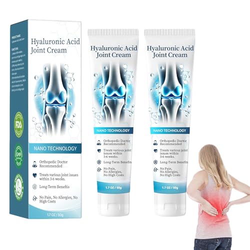 Hyaluronzuur joint care crème, hyaluronzuur gewrichtscrème tegen ongelukken, kalmerende gewrichtsverzorgingscrème voor rug, nek, handen, knieën, gewrichten, kalmerende crème met kurkuma en munt, 2