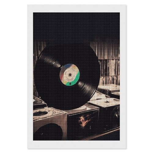 Image of Vinyl Records Diamond Art Painting Kits DIY 5D Diamond Painting Kit for Adults Square Full Drill Diamonds Dots Painting for Beginner Gem Art Craft Home Office Decor 8"x12"