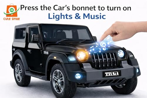Image of 1:32 Scale Premium Die-Cast Metal 4x4 Tharr /Rock Toy Car with Pull-Back Action Openable Doors | Realistic Mini SUV Model for Kids 2+ Years for Boys & Girls Birthday Gift(Black)