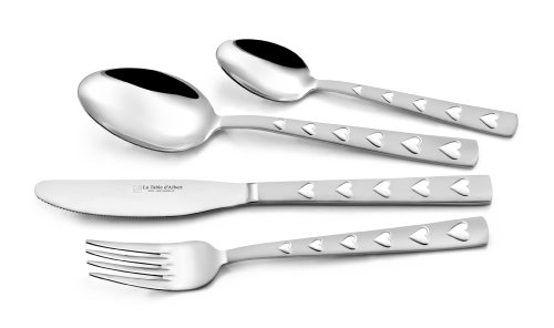 La Table d'Albert - Ménagère 24 Pièces Valentin - Acier Inoxydable - Finition Miroir et Sablée - Fourchettes 2,5 mm - Élégant Coffret Cadeau - Design...
