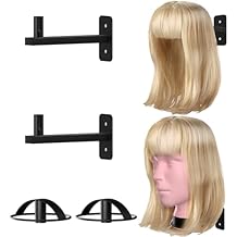 Wig Stand Wall Mount, 2pcs Hanging Wig Holder Head Wig Rack For Multiple Wigs Storage For Mannequin Head Metal Black