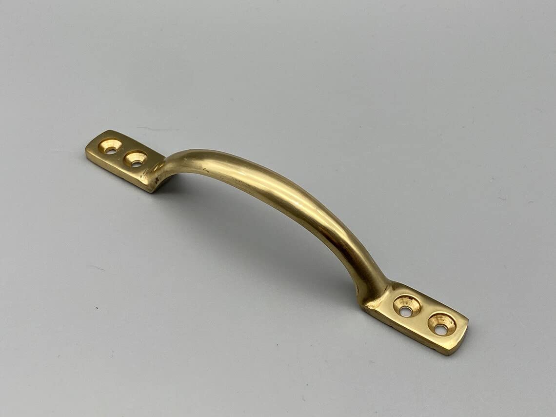 TERF® Traditional Victorian Polished Brass Pull Handle 125mm (5 inch) Sash Sliding Window Handle Including Fixing Screw for Kitchen Cabinet Drawer Cupboard Door Pull Handle and Multi Use - Image 5