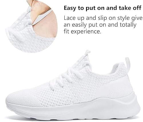WYGRQBN Women's Shoes Walking Lightweight Tennis Fashion Sneakers Sports Workout Gym Shoes for Running White US Size 6
