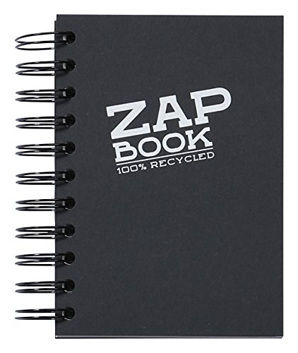 Clairefontaine 8361C Carnet Spiralé Zap Book, 160 Feuilles Papier Croquis 100% Recyclé, A6 10,5x14,8 cm 80g, Couverture Noire