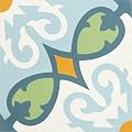 Moroccan Mosaic & Tile House CTP01-21 Agadir Handmade Moroccan Tile, Pack of 12, Blue, Green, Orange