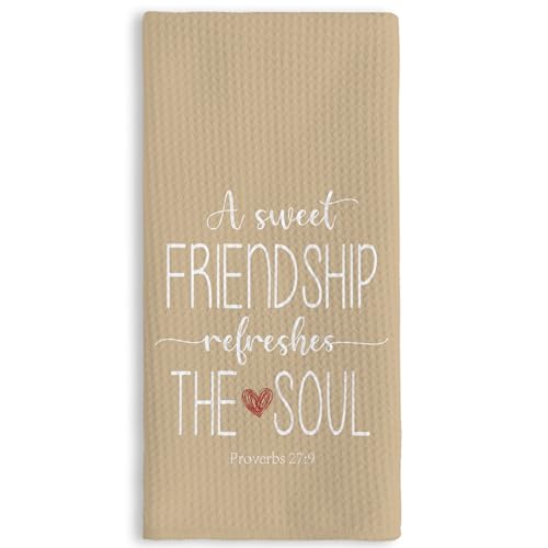 TNUW Friend Gifts for Women Kitchen Towels 16X24In, Christian Gifts for Women Faith, Friends Gifts, Friendship Gifts Hand Tea Towels for Kitchen Bathroom Decor(Light Beige)