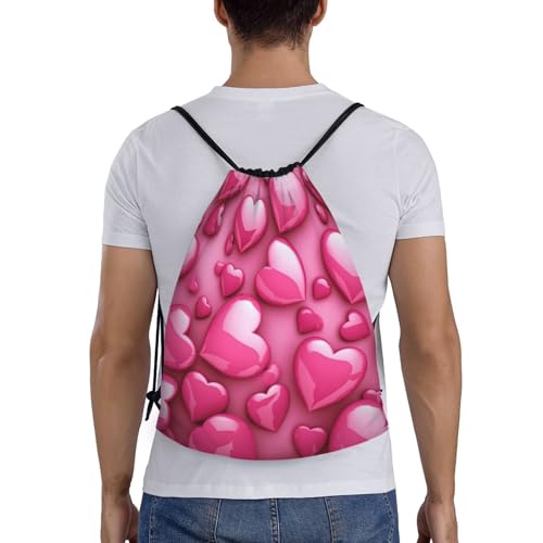 Drawstring Bag Lightweight Small Gym Bag for Women Cute Hearts Soccer Backpack for Sports Travel2