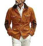 Men's Faux Suede & Corduroy Casual Jacket, Vintage...