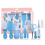Foochow 10 pcs baby pflegeset erstausstattung,baby healthcare and grooming kit,Babypflege Set Neugeborene Babypflegeset Kit Babypflegezubehör Kinderbetreuungsset,für Neugeborenes, Blau