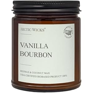 Vanilla Bourbon Candle | Arctic Wicks 9oz Coconut & Beeswax Candles | Scented Non-Toxic Candles for Fall, Winter, Holidays, Gifts For Him, Whiskey Bourbon, Vanilla Candle | USDA Certified Biobased