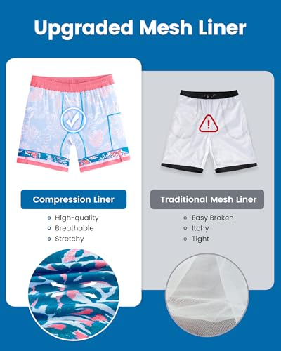 Image of maamgic Mens Swim Trunks with Compression Liner 7 Inch Inseam Mens Bathing Suit Quick Dry Swimming Trunks Swimsuit