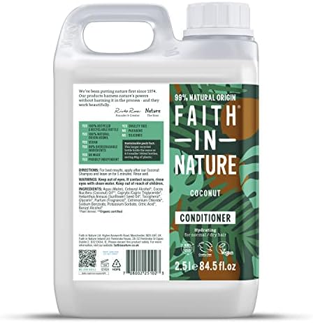 Faith In Nature Natural Coconut Conditioner, Hydrating, Vegan & Cruelty Free, No SLS or Parabens, For Normal to Dry Hair, 2.5L