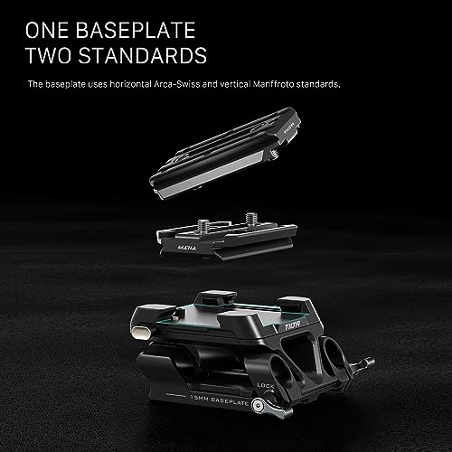 Tilta 15mm LWS Arca Manfrotto Dual Baseplate Kit with ARCA Manfrotto Dual Quick Release Plate for Lightweight Shoulder Rig- Black TA-DBPK-B - Image 3